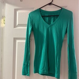 Lilu Teal V-Neck Long Sleeve Top